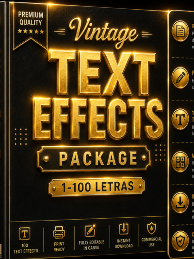 باقة التأثيرات النصية الكلاسيكية – 100 تأثير حروف بتصميم Vintage