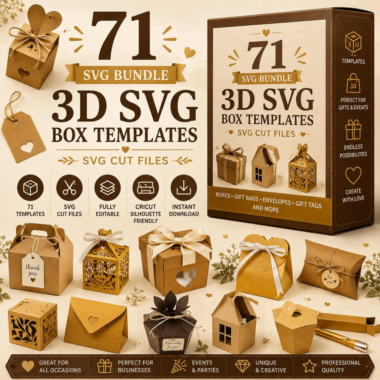مجموعة 71 ملف SVG - قوالب مربعات ثلاثية الأبعاد بصيغة SVG