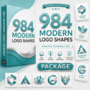 باقة الأشكال الحديثة لتصميم الشعارات – 984 عنصر احترافي